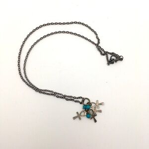 Upcycled Egyptian Ankh Necklace with Turquoise Beads